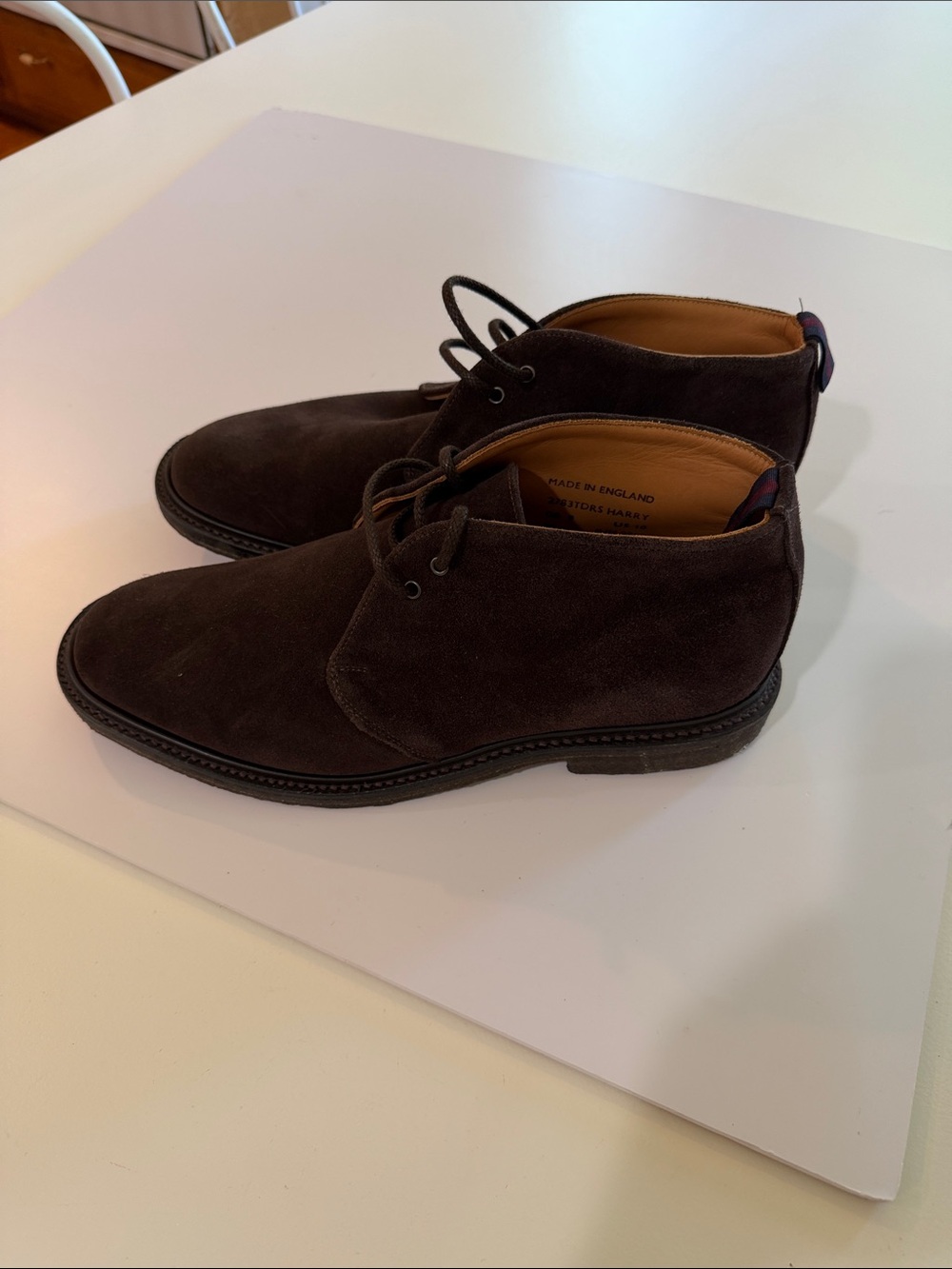 Todd Snyder X Sanders Dark Brown Suede Chukka Boots Sz 10.  NWOB. Bag2